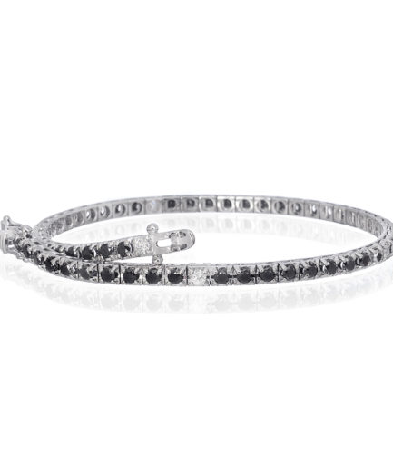 Forever-Unique-Jewels-Diamonds-Diamanti-Naturali-Natural-Diamonds-Tennis-White-Gold-Braccialetto-Daily-Chic-Diamanti-Neri-Diamanti-Neri-e-Bianchi