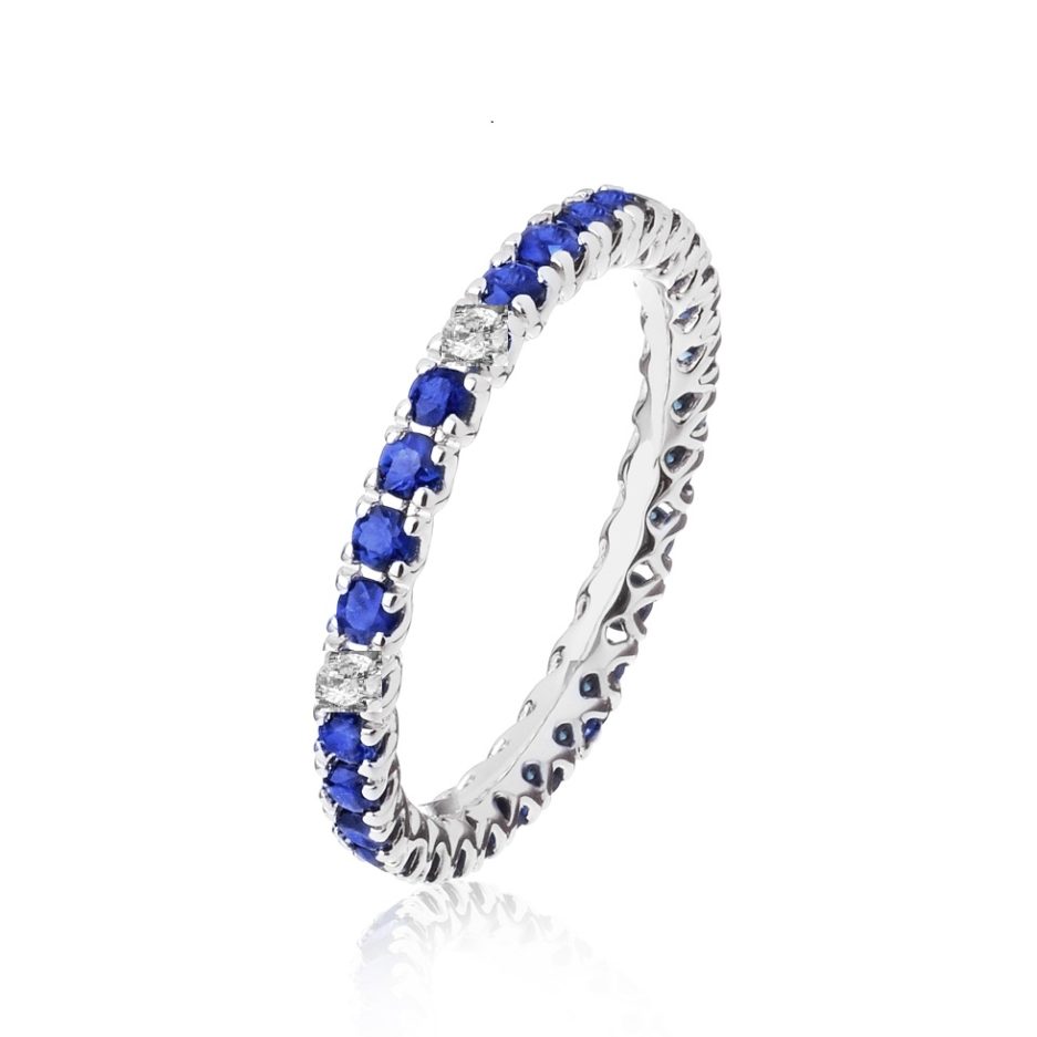 Forever-Unique-Jewels-Diamonds-Sapphire-Eternelle-ultralight-ring-Anello-Veretta-Zaffiri-Diamanti-Oro-Daily-Chic-Collection-Eco.
