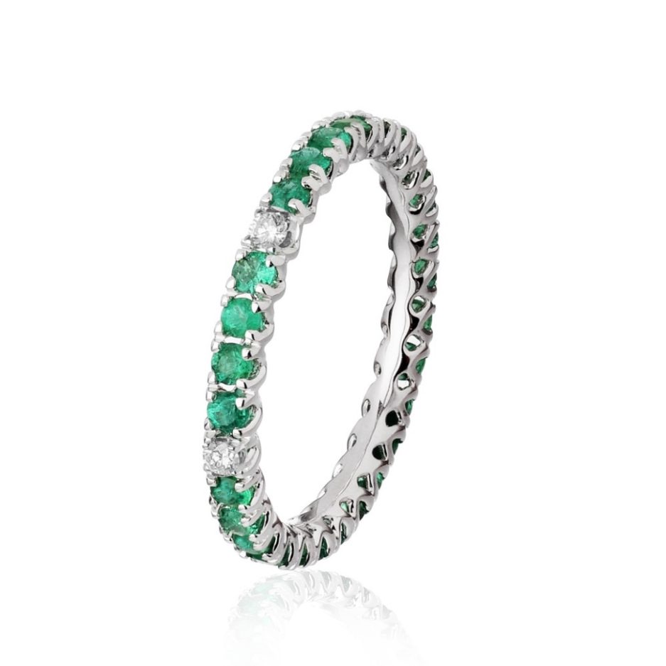 Forever-Unique-Jewels-EmeraldDiamonds-Eternelle-ultralight-ring-Anello-Veretta-Smeraldi-Diamanti-Oro-Daily-Chic-Collection-Eco