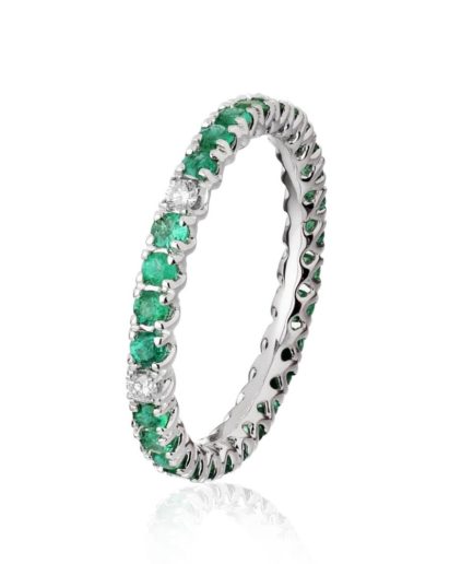 Forever-Unique-Jewels-EmeraldDiamonds-Eternelle-ultralight-ring-Anello-Veretta-Smeraldi-Diamanti-Oro-Daily-Chic-Collection-Eco
