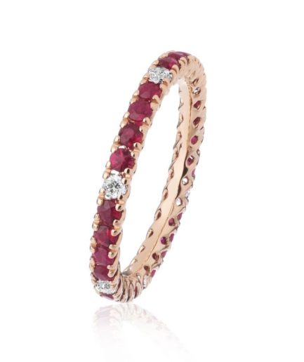 Forever-Unique-Jewels-Ruby-Diamonds-Golden-rose-Eternelle-ultralight-ring-Anello-Veretta-Rubini-Diamanti-Oro-rosa-Daily-Chic-Collection-Eco