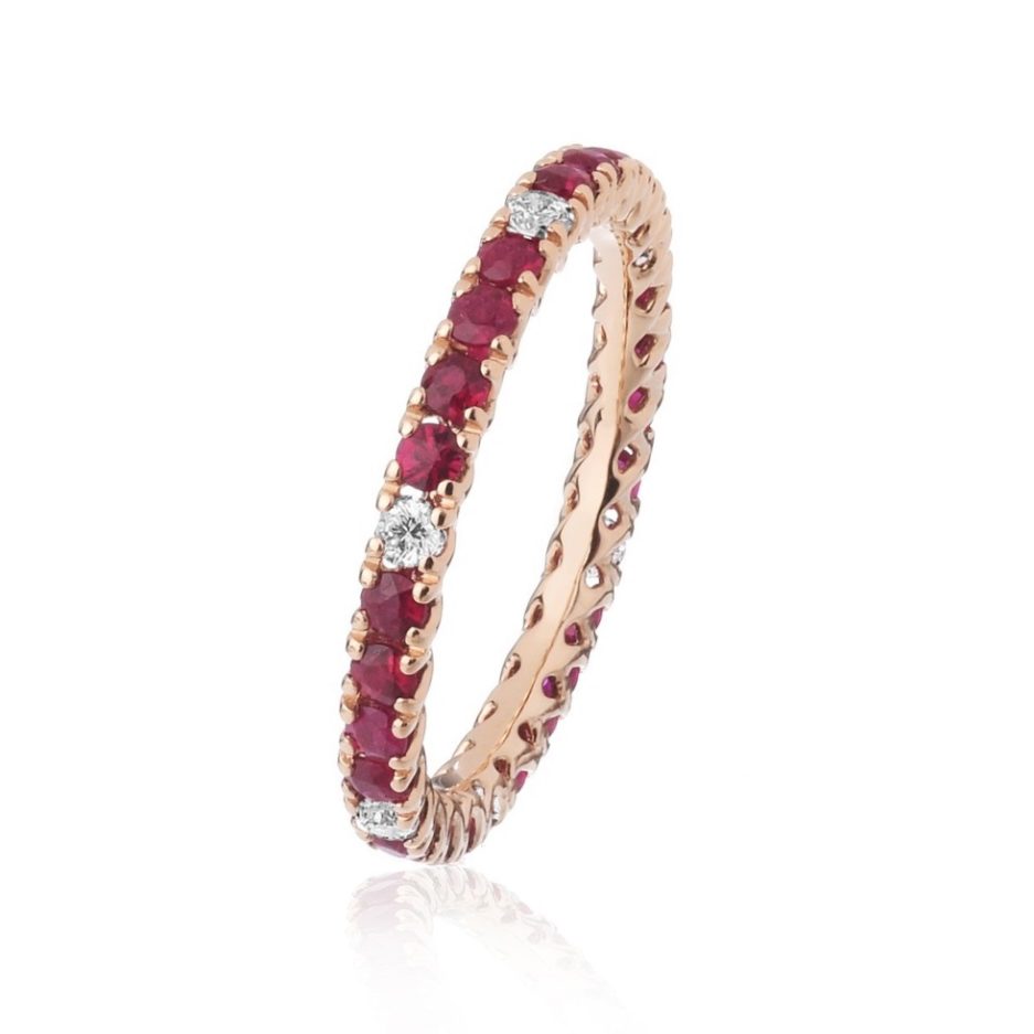 Forever-Unique-Jewels-Ruby-Diamonds-Golden-rose-Eternelle-ultralight-ring-Anello-Veretta-Rubini-Diamanti-Oro-rosa-Daily-Chic-Collection-Eco
