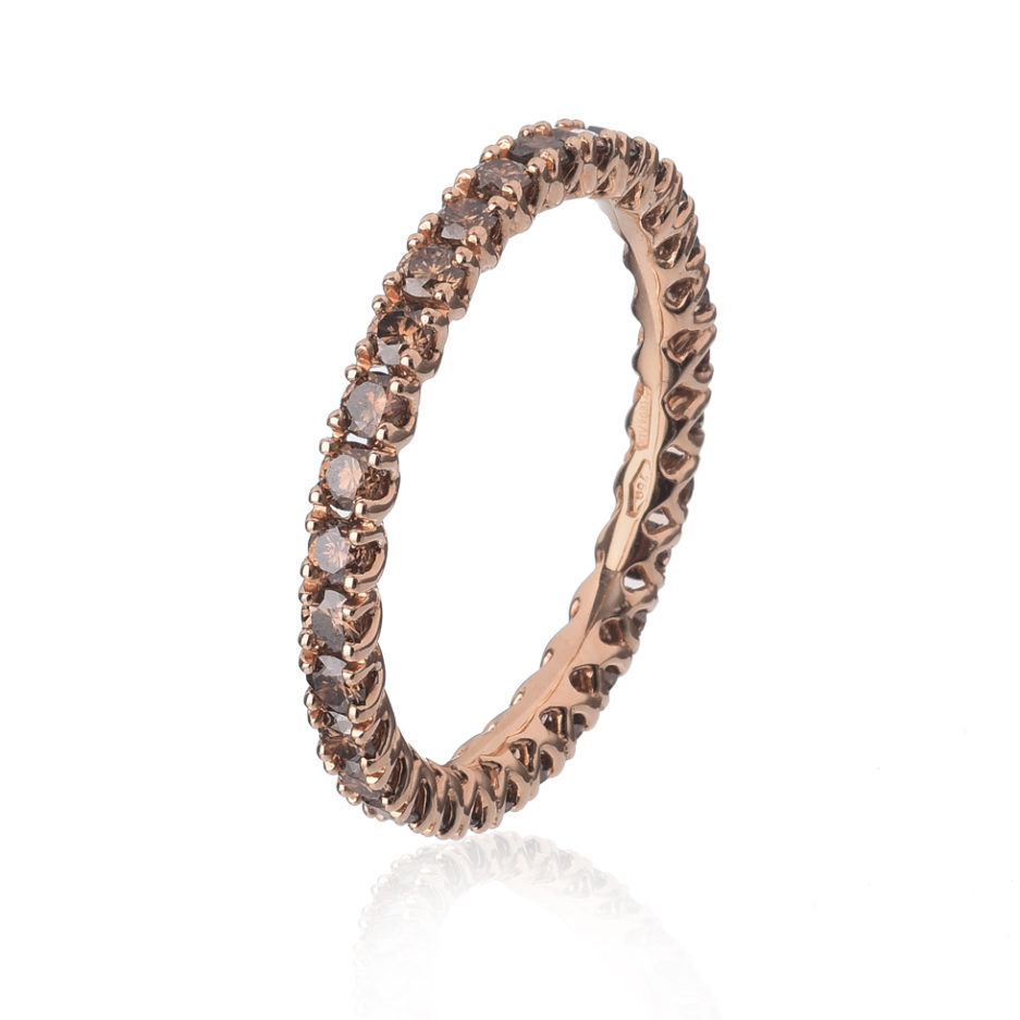 Forever-Unique-Jewels-Brown-Diamonds-Golden-rose-Eternelle-ultralight-ring-Anello-Veretta-Diamanti-Marroni-Oro-rosa-Daily-Chic-Collection-Eco.