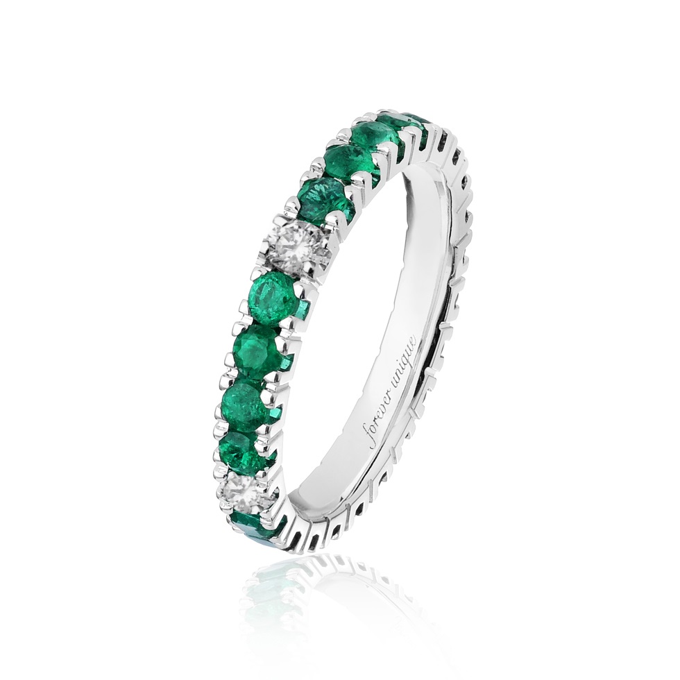 Forever-Unique-Jewels-Diamonds-Diamanti-Naturali-Natural-Diamonds-Emerald-Emerald-Stones-Eternelle-ring-Anello-Veretta-Daily-Chic-Collection-Cometa-Ring