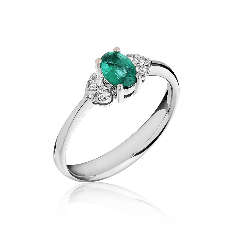 Forever Unique Jewels, Natural diamonds, Diamanti, Gioielli, Collezione DailyChic, Anello, Solitario, Cuori, Smeraldo __