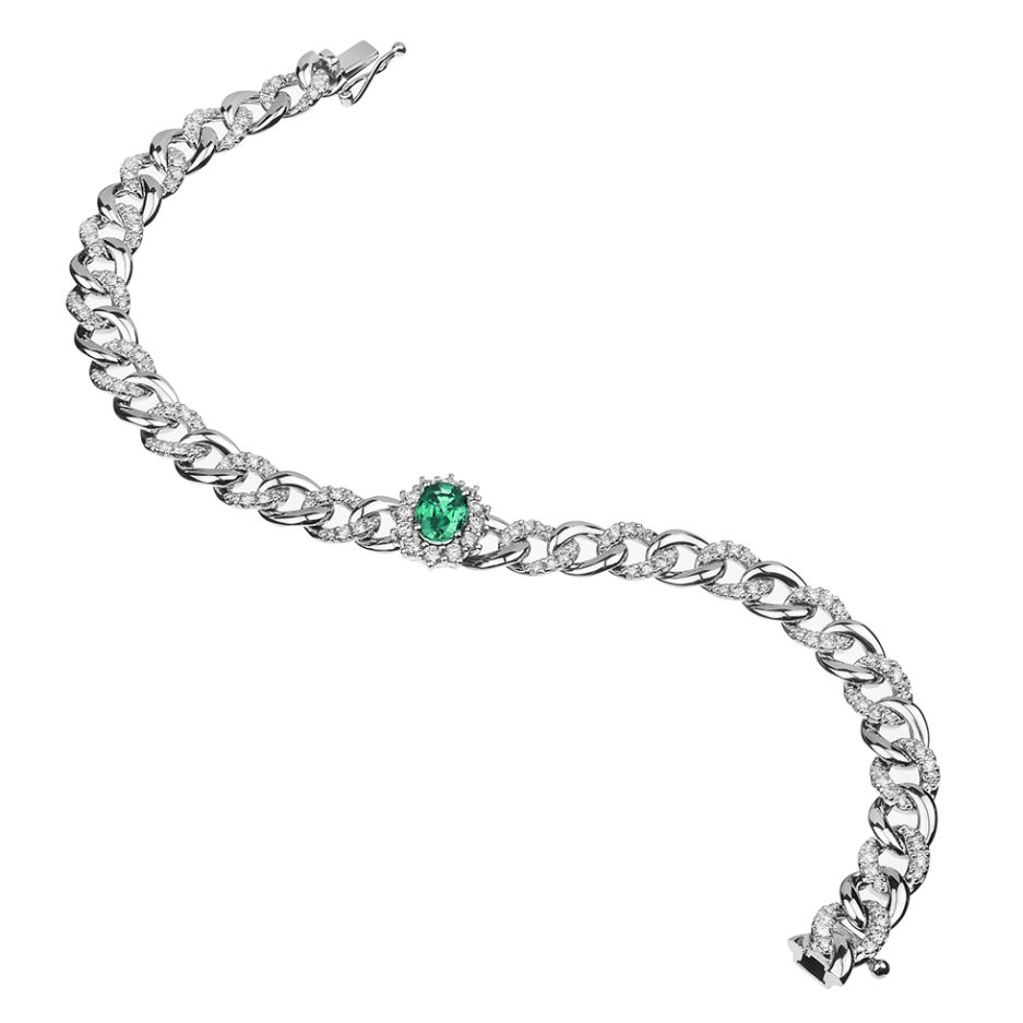 Forever-Unique-Jewels-Natural-diamonds-Diamanti-Gioielli-Collezione-DailyChic-Bracciale-Cestino-Groumette-Smeraldo