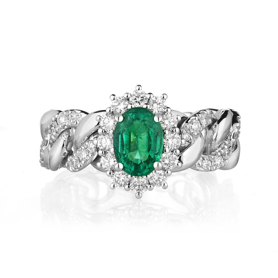 Forever-Unique-Jewels-Natural-diamonds-Diamanti-Gioielli-Collezione-DailyChic-Solitario-Anello-Cestino-Groumette-Smerald