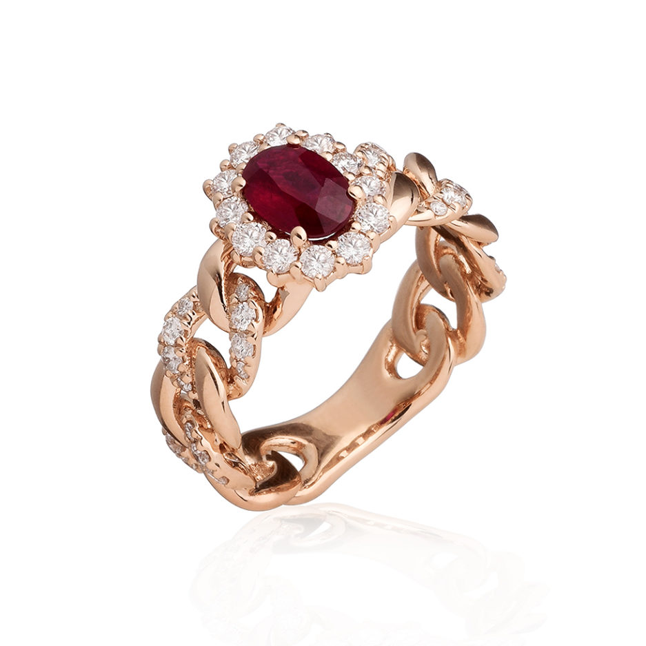 Forever-Unique-Jewels-Natural-diamonds-Diamanti-Gioielli-Collezione-DailyChic-Solitario-Anello-Cestino-Groumette-Oro-Rosa-Rubino