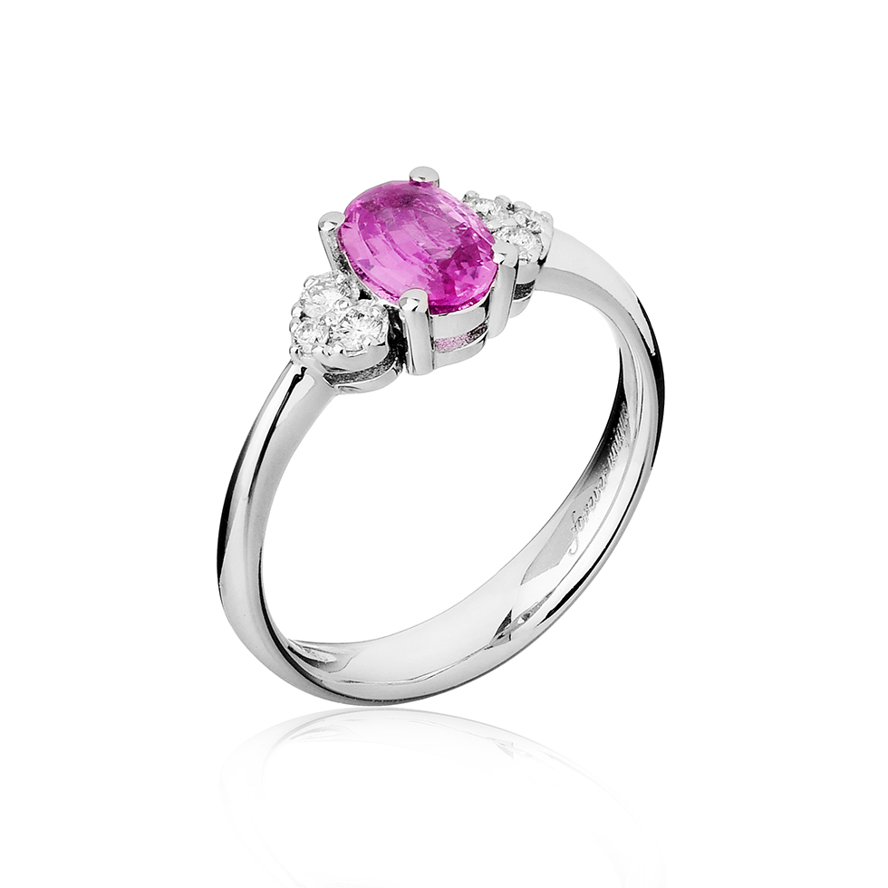 Forever Unique Jewels, Natural diamonds, Diamanti, Gioielli, Collezione DailyChic, Anello, Solitario, Cuori, Zaffiro Rosa_