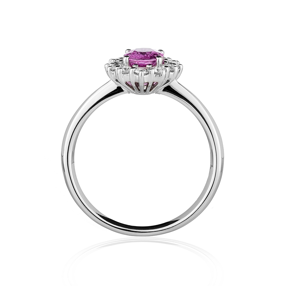 Forever Unique Jewels, Natural diamonds, Diamanti, Gioielli, Collezione DailyChic, Solitario, Anello, Cestino, Zaffiro Rosa __