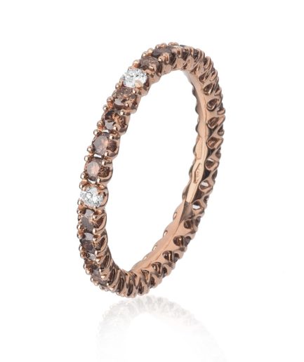 Forever-Unique-Jewels-White-and-Brown-Diamonds-Eternelle-ultralight-ring-Anello-Veretta-Diamanti-Marroni-e-bianchi-Oro-rosa-Daily-Chic-Collection-Eco