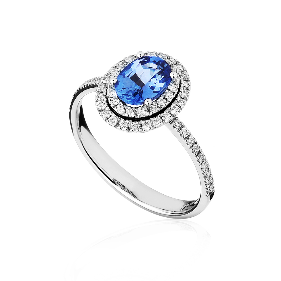 Forever Unique Jewels, Natural diamonds, Diamanti, Gioielli, Collezione EVA, Solitario, Anello, Cestino, Oval cut, Zaffiro _
