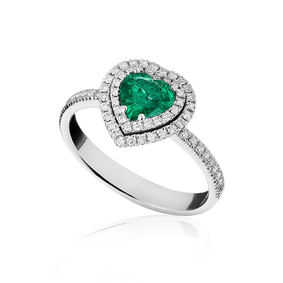 Forever Unique Jewels, Natural diamonds, Diamanti, Gioielli, Collezione EVA, Solitario, Anello, Cestino, Smeraldo __