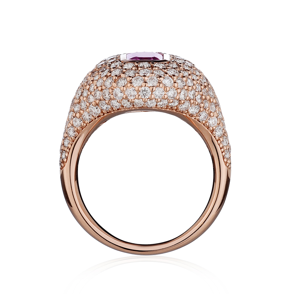 Forever Unique Jewels, Natural diamonds, Diamanti, Gioielli, Collezione DailyChic, Zaffiro Rosa, Pink Sapphire, Anello, Anello Musone, Musone Ring__