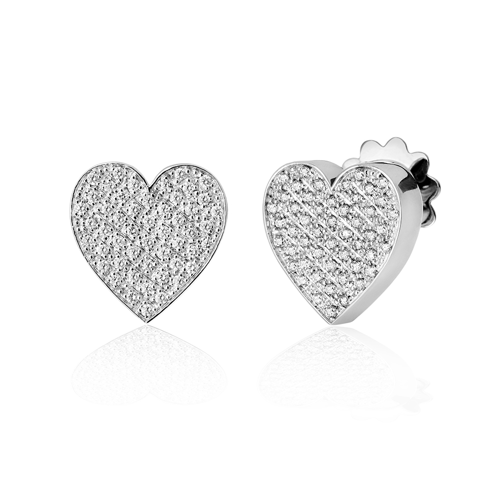 Orecchini cuore pavé diamanti Orecchini cuore pavé diamanti